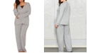 iCollection Plus Size Contrast Lace and Modal Comfy Sleep and Lounge Set
